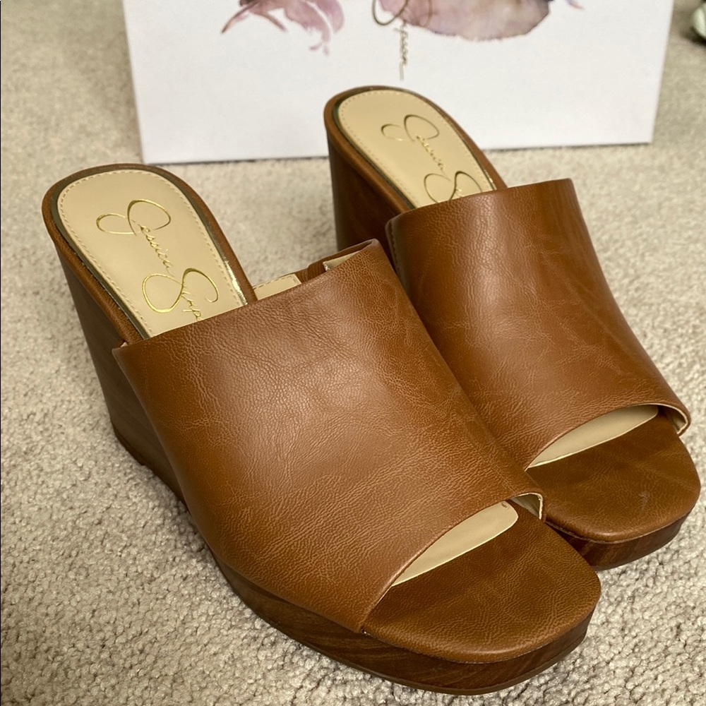 Jessica Simpson Brown Wedge Sandals